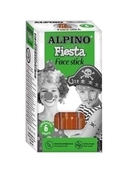 Pack de 6 bâtons de maquillage visage Alpino Fiesta - Système rotatif rétractable - Se rince à l'eau - Testé dermatologiquement 