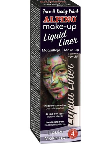 Pack de 4 flacons de maquillage liquide avec applicateur Alpino Makeup – S'élimine à l'eau – Testé dermatologiquement – Blanc