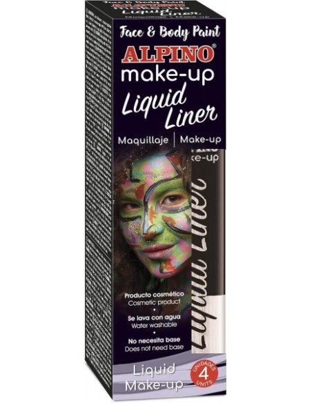 Pack de 4 flacons de maquillage liquide avec applicateur Alpino Makeup – S'élimine à l'eau – Testé dermatologiquement – Blanc