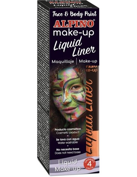 Pack de 4 flacons de maquillage liquide avec applicateur Alpino Makeup - Se rince à l'eau - Testé dermatologiquement - Orange