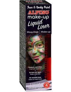 Pack de 4 pots de maquillage liquide avec applicateur Alpino Makeup - Se rince à l'eau - Testé dermatologiquement - Rouge