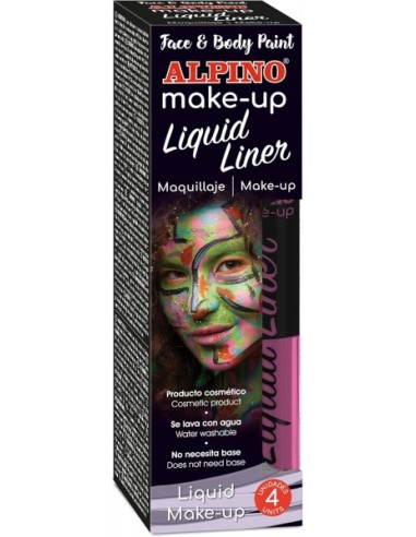 Pack de 4 pots de maquillage liquide avec applicateur Alpino Makeup - Se rince à l'eau - Testé dermatologiquement - Rose