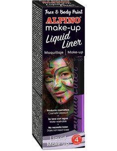 Pack de 4 flacons de maquillage liquide avec applicateur Alpino Makeup - Se rince à l'eau - Testé dermatologiquement - Couleur v