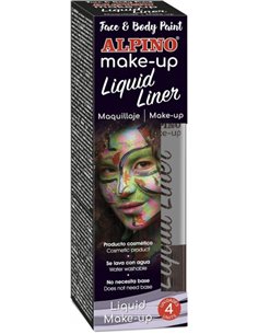 Pack de 4 flacons de maquillage liquide avec applicateur Alpino Makeup - Se rince à l'eau - Testé dermatologiquement - Couleur a