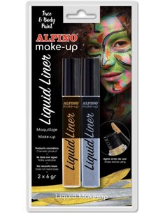 Pack de 2 flacons de maquillage liquide avec applicateur Alpino Makeup - Se rince à l'eau - Testé dermatologiquement - Couleurs 