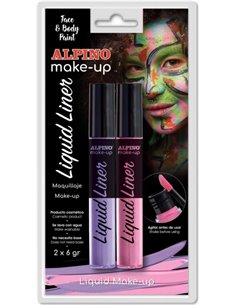 Pack de 2 flacons de maquillage liquide avec applicateur Alpino Makeup - Se rince à l'eau - Testé dermatologiquement - Couleurs 