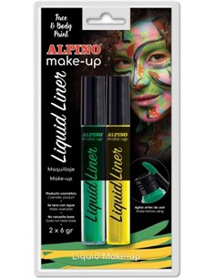 Pack de 2 flacons de maquillage liquide avec applicateur Alpino Makeup - Se rince à l'eau - Testé dermatologiquement - Couleurs 