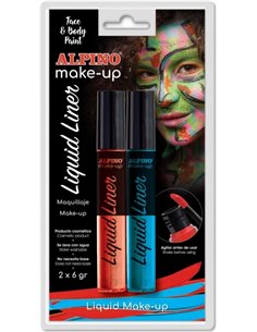Pack de 2 flacons de maquillage liquide avec applicateur Alpino Makeup - Se rince à l'eau - Testé dermatologiquement - Couleurs 