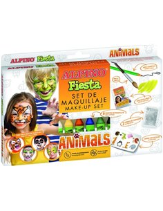 Pack de maquillage Alpine Party Animals avec 6 bâtons de maquillage pour le visage + pinceau + tatouages ​​autocollants + crayon