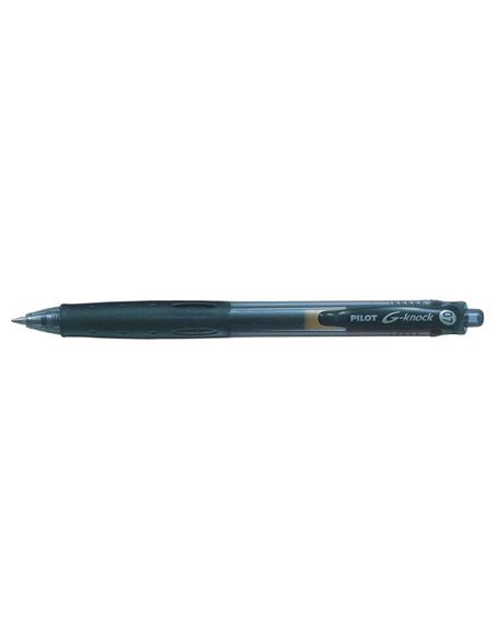 Stylo gel Pilot G-Knock - Rechargeable - Fabriqué en plastique recyclé - Pointe à bille 0,7 mm - Trait 0,32 mm - Noir