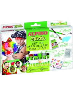 Pack maquillage Alpino Fiesta Carnival avec 6 bâtons de maquillage pour le visage + pinceau + tatouages ​​autocollants + crayon 