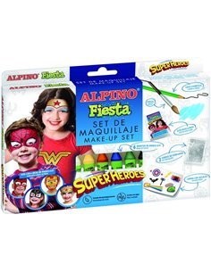 Pack de maquillage Alpino Fiesta Superheroes avec 6 bâtons de maquillage pour le visage + pinceau + tatouages ​​autocollants + c
