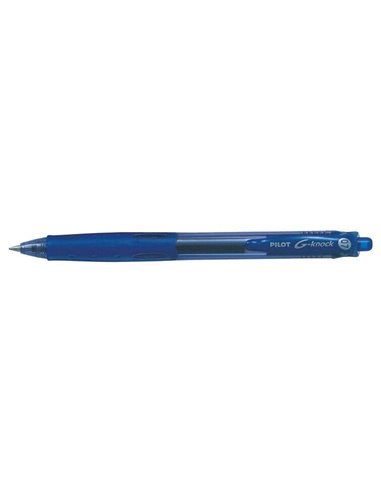 Stylo gel Pilot G-Knock - Rechargeable - Fabriqué en plastique recyclé - Pointe à bille 0,7 mm - Trait 0,32 mm - Bleu