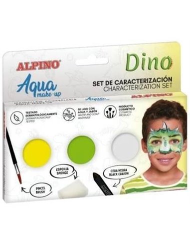 Coffret de maquillage Alpine Aqua Make Up Dinosaur Character - 3 poudres + cire noire + pinceau + éponge