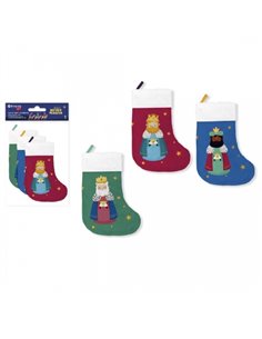 Lot de 3 chaussettes décoratives Bismark Rois Mages - Avec ruban de suspension
