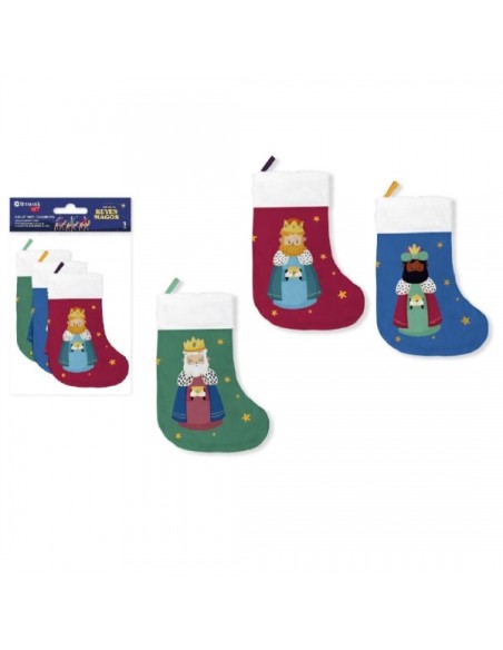Lot de 3 chaussettes décoratives Bismark Rois Mages - Avec ruban de suspension