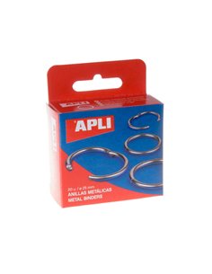 Apli Pack de 20 Anneaux Métalliques Articulés Ø25 mm
