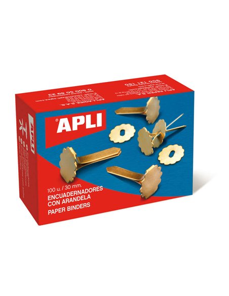 Classeurs métalliques Apli avec rondelle – 30 mm – Avec rondelle pour embellir et prévenir les frottements – Boîte de 100 unités