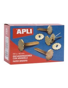 Classeurs métalliques Apli avec rondelle - 40 mm - Boîte de 100 - Convient à tous types de documents - Comprend une rondelle pou