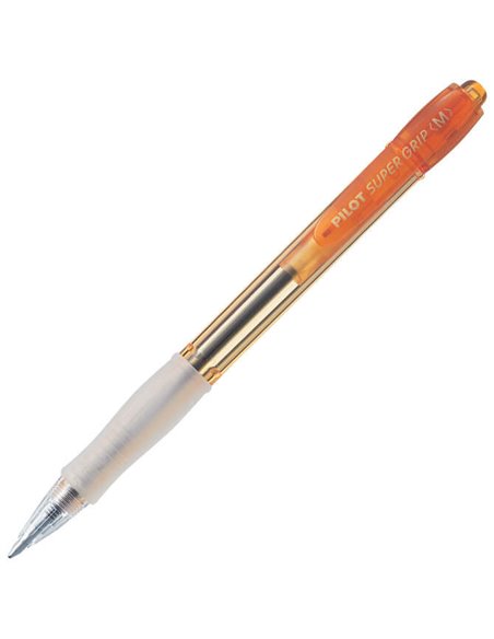Stylo bille rétractable Pilot Super Grip Neon Color - Rechargeable - Pointe 1,0 mm - Ligne 0,25 mm - Encre à base d'huile - Oran