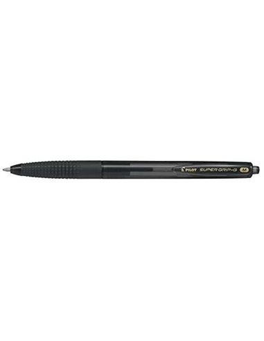Stylo à bille rétractable Pilot SuperGrip G - Pointe ronde 1,0 mm - Trait 0,4 mm - Encre à l'huile - Poignée ergonomique - Noir