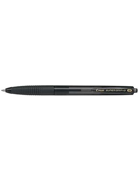 Stylo à bille rétractable Pilot SuperGrip G - Pointe ronde 1,0 mm - Trait 0,4 mm - Encre à l'huile - Poignée ergonomique - Noir