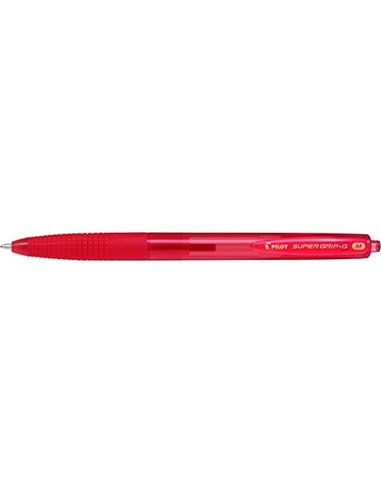 Stylo à bille rétractable Pilot SuperGrip G - Pointe ronde 1,0 mm - Trait 0,4 mm - Encre à l'huile - Poignée ergonomique - Rouge