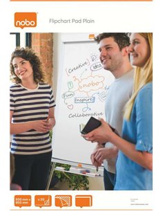 Bloc tableau blanc chevalet uni Nobo - Format 650 × 955 mm - 20 feuilles - Papier 60 g/m² - Blanc