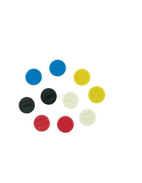 Lot de 10 aimants magnétiques pour tableau blanc Nobo - 13 mm - Couleurs assorties