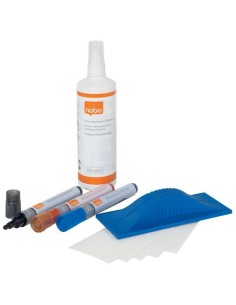 Pack d'accessoires pour tableau blanc Nobo - Comprend des marqueurs, une gomme magnétique, un spray nettoyant et des aimants - P