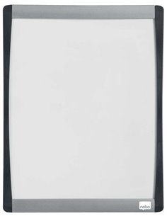 Tableau blanc magnétique Nobo Mini avec cadre arqué 215 x 280 cm - Design élégant argent et noir - Pastilles adhésives et aimant