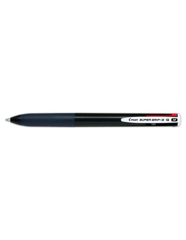 Stylo à bille rétractable Pilot Super Grip G4 - 4 couleurs - Pointe 1,0 mm - Trait 0,27 mm - Corps noir