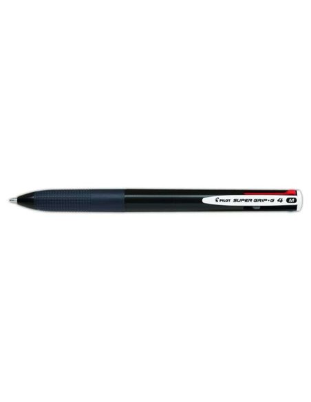 Stylo à bille rétractable Pilot Super Grip G4 - 4 couleurs - Pointe 1,0 mm - Trait 0,27 mm - Corps noir