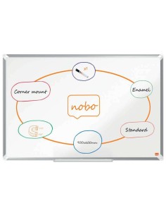 Tableau blanc magnétique Nobo Premium Plus en acier émaillé 900 x 600 mm - Montage en angle - Surface effaçable supérieure - Bla