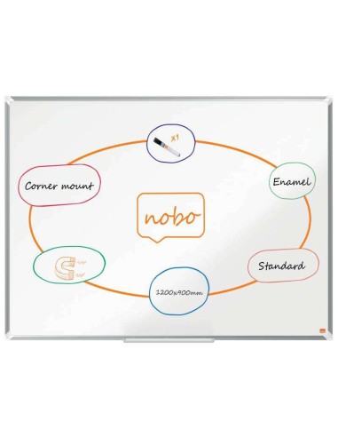 Tableau blanc magnétique Nobo Premium Plus en acier émaillé 1 200 x 900 mm - Montage en angle - Surface effaçable supérieure - B