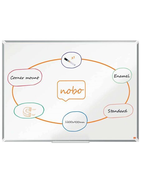 Tableau blanc magnétique Nobo Premium Plus en acier émaillé 1 200 x 900 mm - Montage en angle - Surface effaçable supérieure - B