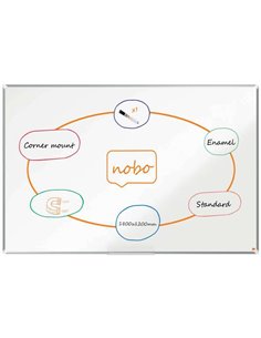 Tableau blanc magnétique Nobo Premium Plus, 1800 x 1200 mm, acier émaillé - Montage en angle - Blanc