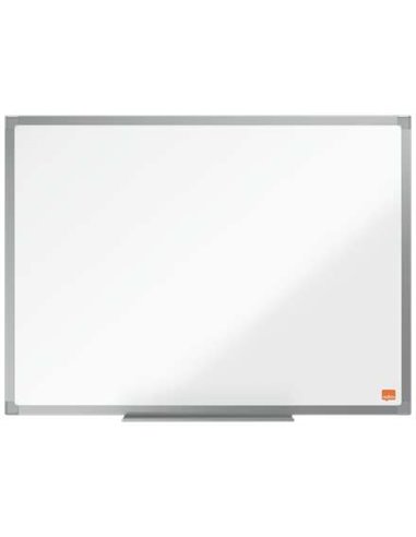 Tableau blanc mélaminé Nobo Essence 600 x 450 mm - Cadre en aluminium anodisé - Porte-marqueurs - Blanc