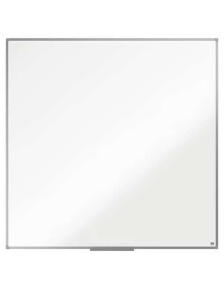 Tableau blanc mélaminé Nobo Essence 1200 x 1200 mm - Cadre en aluminium anodisé - Porte-marqueurs - Blanc