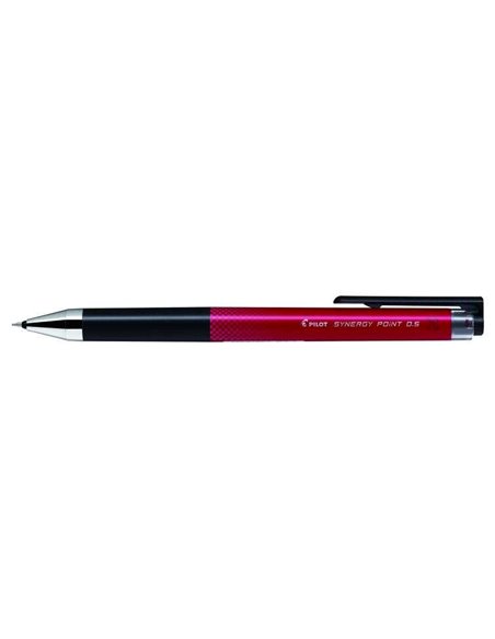Stylo gel rétractable Pilot Synergy Point - Rechargeable - Pointe fine 0,5 mm - Trait 0,25 mm - Rouge