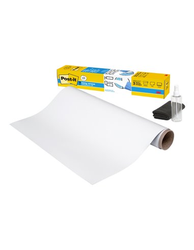 Autocollant tableau blanc Post-It facile à effacer - Rectangulaire - 121,9 x 242 cm - Blanc