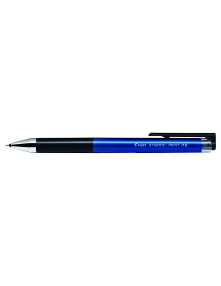Stylo gel rétractable Pilot Synergy Point - Rechargeable - Pointe fine 0,5 mm - Trait 0,25 mm - Bleu
