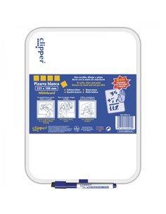 Tableau blanc Alpino Clipper 25,5 x 18 cm - Une face blanche et une face quadrillée - Effaçable à sec - Marqueur avec gomme incl