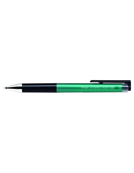 Stylo gel rétractable Pilot Synergy Point - Rechargeable - Pointe fine 0,5 mm - Trait 0,25 mm - Vert