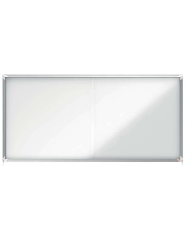 Vitrine d'intérieur Nobo pour 27 feuilles A4 avec couvercle magnétique et porte coulissante - 997 x 2072 x 54 mm - Cadre en alum