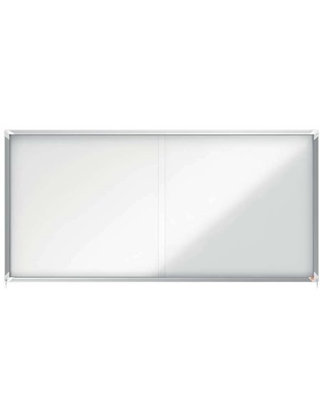 Vitrine d'intérieur Nobo pour 27 feuilles A4 avec couvercle magnétique et porte coulissante - 997 x 2072 x 54 mm - Cadre en alum