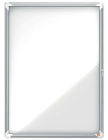 Vitrine Nobo pour 9 feuilles A4 avec surface blanche magnétique - 1000 x 752 x 37 mm - Porte en verre de sécurité - Cadre en alu