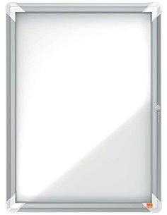 Vitrine Nobo pour 4 feuilles A4 avec surface blanche magnétique - 532 x 692 x 37 mm - Porte en verre de sécurité - Cadre en alum