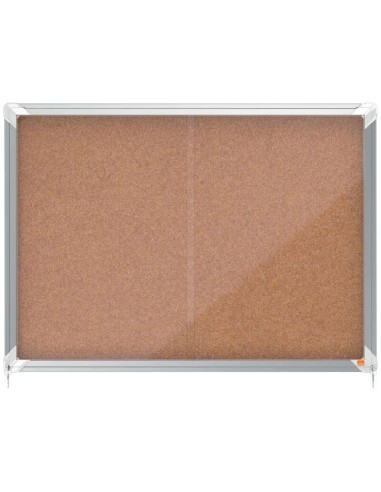 Vitrine Nobo Premium Plus à portes coulissantes avec support en liège, 8 feuilles A4 - Format 925 x 668 mm - Surface auto-cicatr