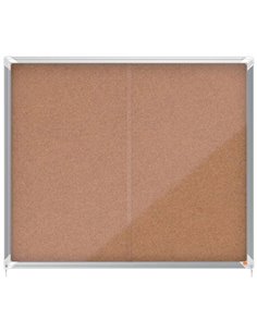 Vitrine Nobo Premium Plus à portes coulissantes avec dos en liège 15 x A4 - Serrure d'angle intégrée - Surface auto-cicatrisante